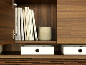 Overhead storage unit with Bento Boxes